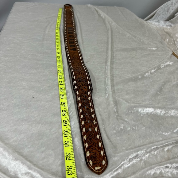 Vintage Brazos Joe Tooled Leather Belt with Margaret stamped on back - Picture 8 of 13